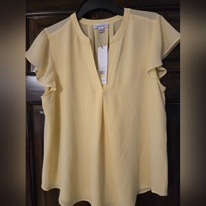 Calvin Klein Light Yellow Blouse with Ruffled Sleeves